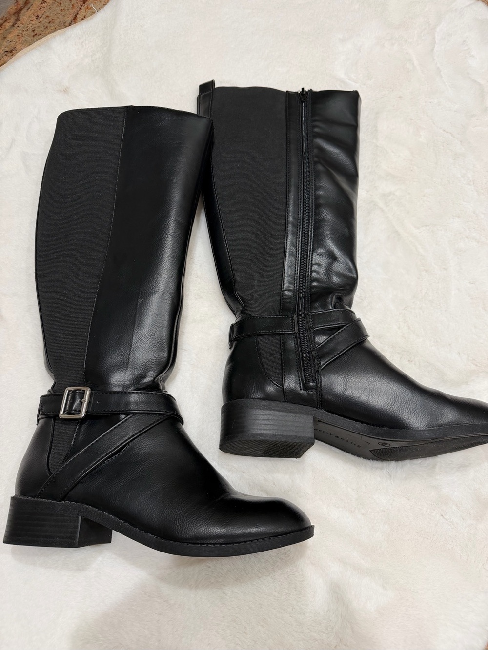 Kelly & Katie Black Mid-Calf Riding Boots with Buckle Detail